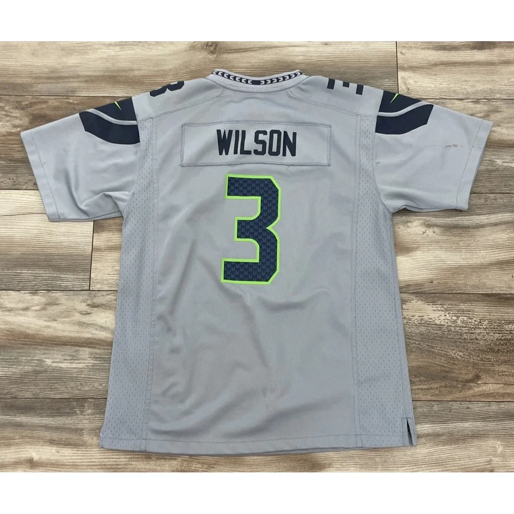 Nike Seattle Seahawks Russell Wilson Jersey Youth XL 18/20 Wolf Grey NFL Jersey